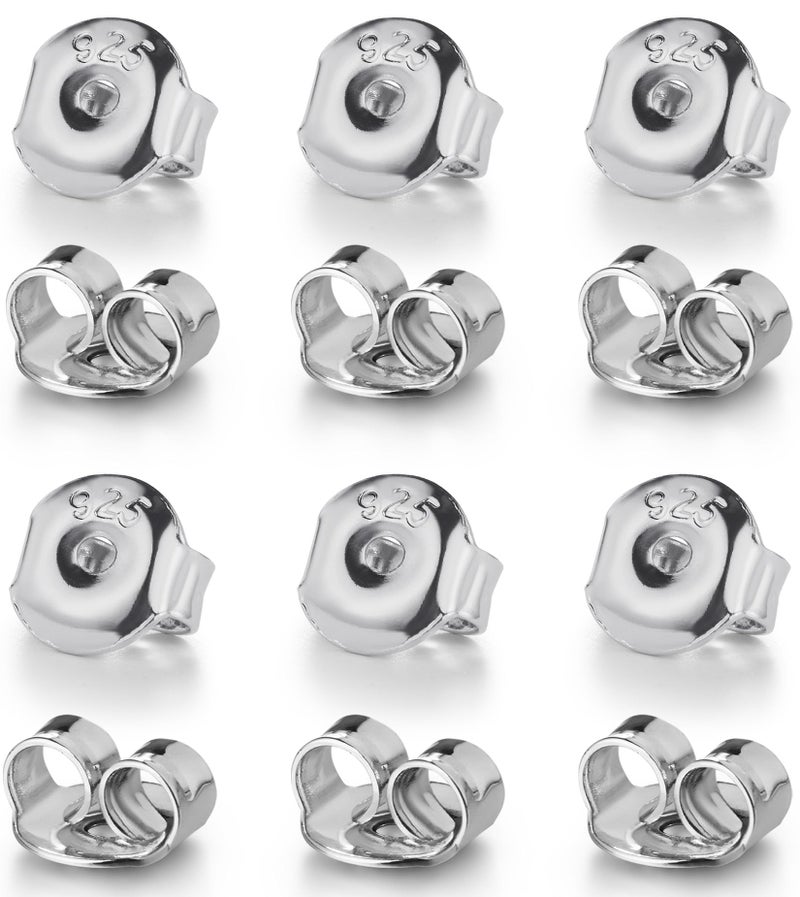 أقفال أقراط للدبابيس موكونار 12 قطعة 925 فضة استرلينية بدائل أقفال أقراط مضادة للحساسية آمنة للأذن مثقوبة للدبابيس ذهب أبيض