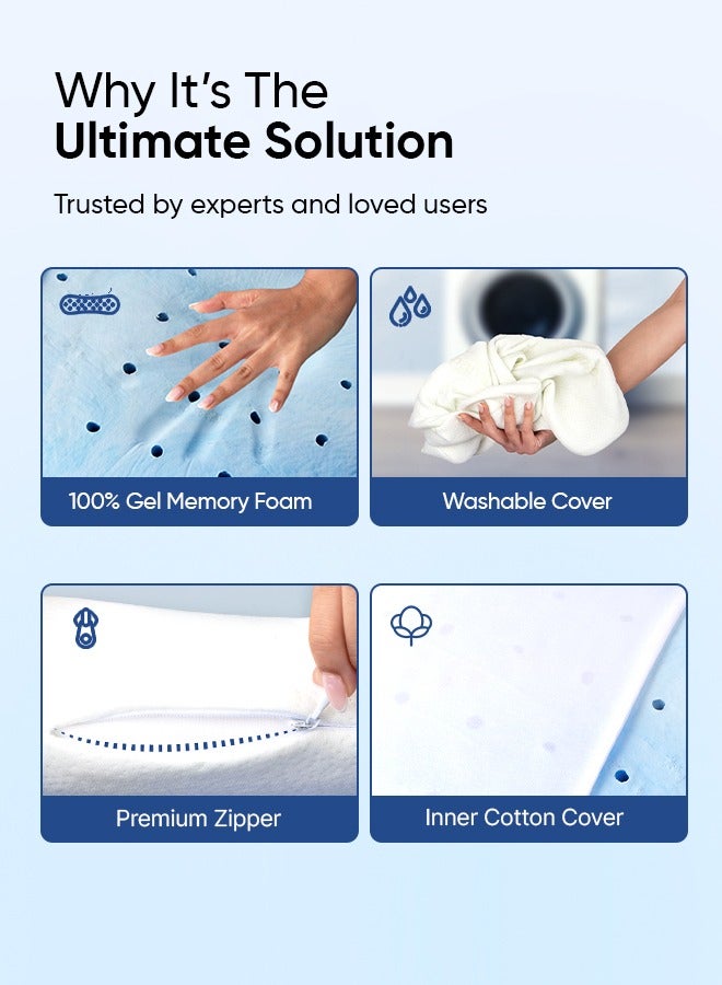 Frido Ultimate Sleep Pillow, Orthopedic Grade Gel Memory Foam for Neck & Shoulder Pain Relief, Includes Bamboo Pillow Cover, King Size Pack of 1, White - Image 4