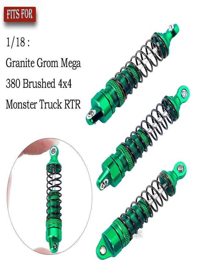 hopsupRC Full Aluminum Big Bore RC Shocks Absorber Damper Upgrades Part for 1/18 Granite Grom Mega 380 Brushed 4x4 Monster Truck RTR,Front Rear Assembled Full Metal Shocks,4PCS Green - Image 2