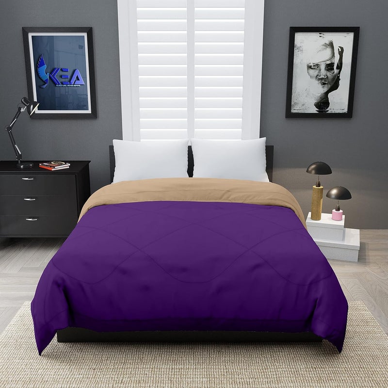 KEA KEA Microfibre Reversible Single Bed ComforterDuvet for All Weather Purple Taupe 250GSMComforter Single  - Image 2