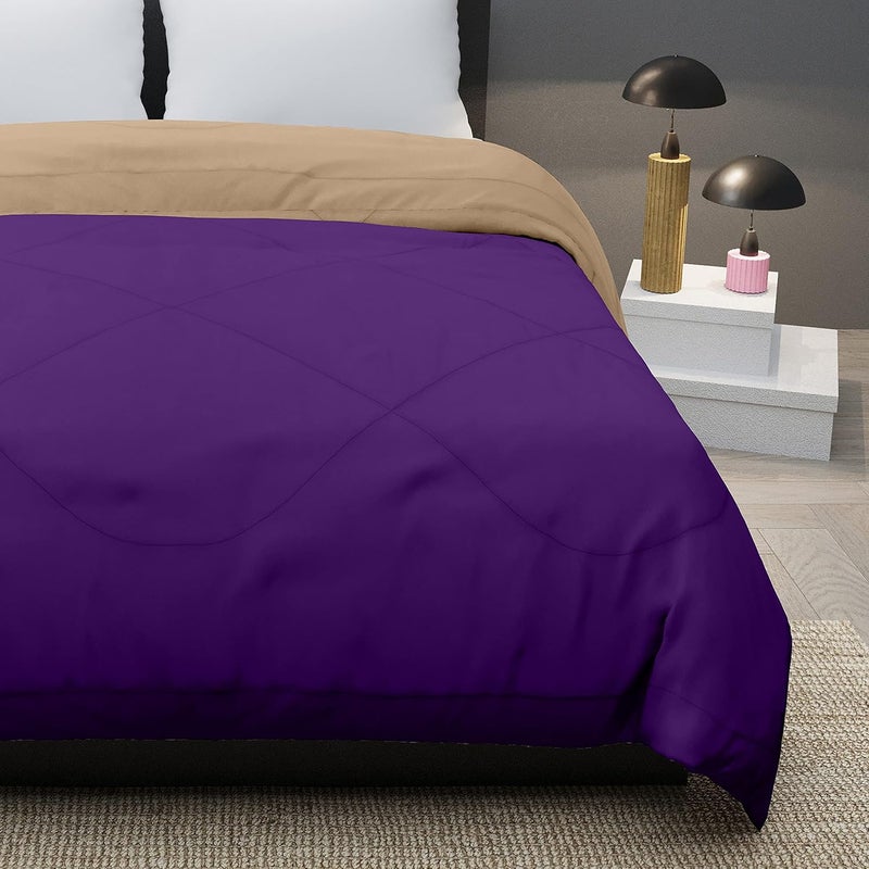 KEA KEA Microfibre Reversible Single Bed ComforterDuvet for All Weather Purple Taupe 250GSMComforter Single  - Image 4