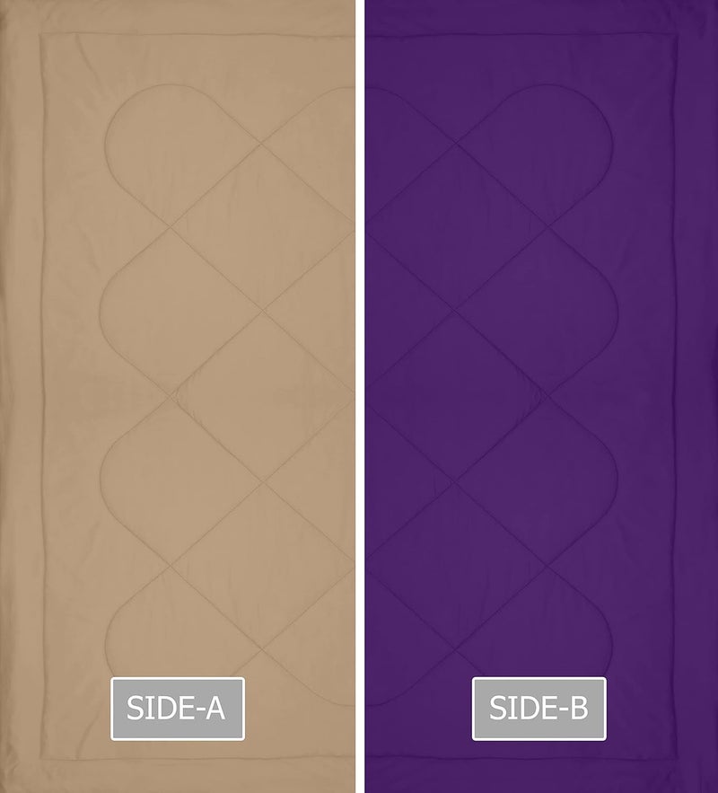 KEA KEA Microfibre Reversible Single Bed ComforterDuvet for All Weather Purple Taupe 250GSMComforter Single  - Image 5
