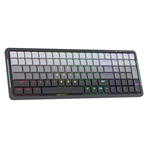 Newmen SK01 Low Profile Mechanical Keyboard,100 Keys Compact Layout Hot-swappable RGB Backlit Gaming Keyboard,Bluetooth/2.4G/USB Wireless Mechanical Keyboards Metal panels for Window Laptop Red Switch - Image 1