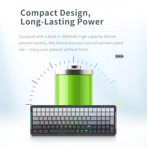 Newmen SK01 Low Profile Mechanical Keyboard,100 Keys Compact Layout Hot-swappable RGB Backlit Gaming Keyboard,Bluetooth/2.4G/USB Wireless Mechanical Keyboards Metal panels for Window Laptop Red Switch - Image 3