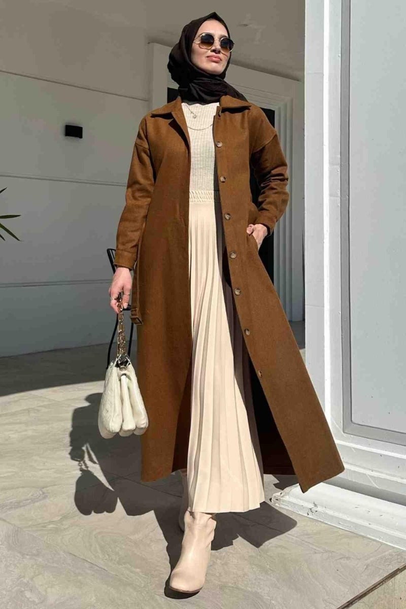 Rabia Şamlı Asmin Cashmere Coat Tan - Image 3