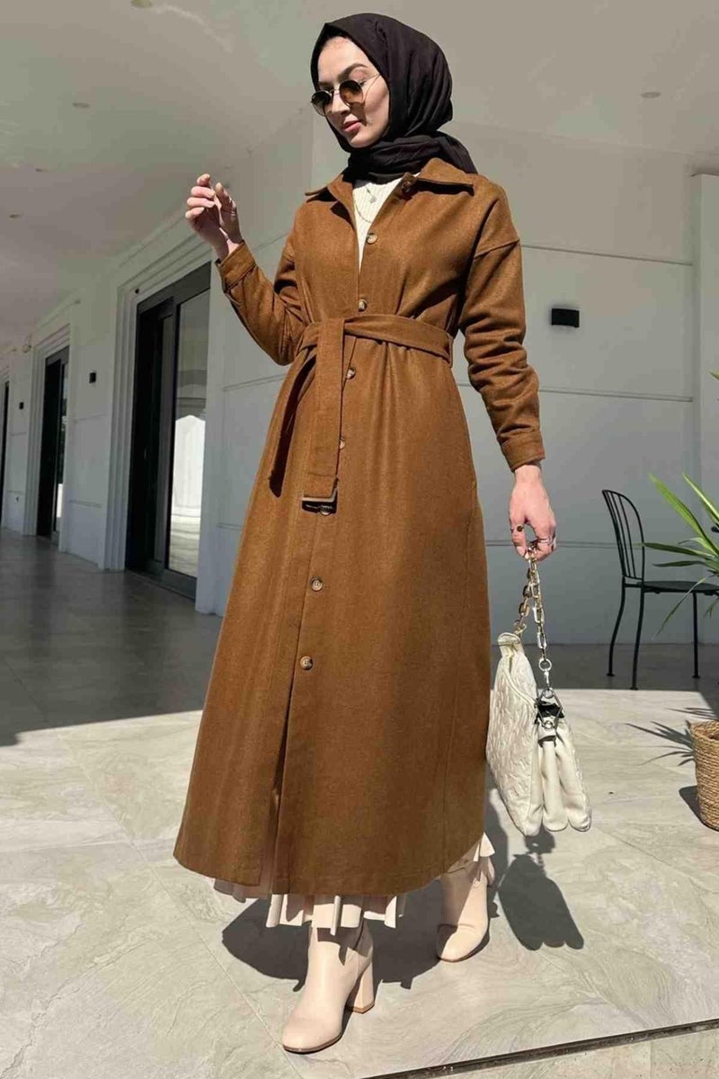 Rabia Şamlı Asmin Cashmere Coat Tan - Image 5