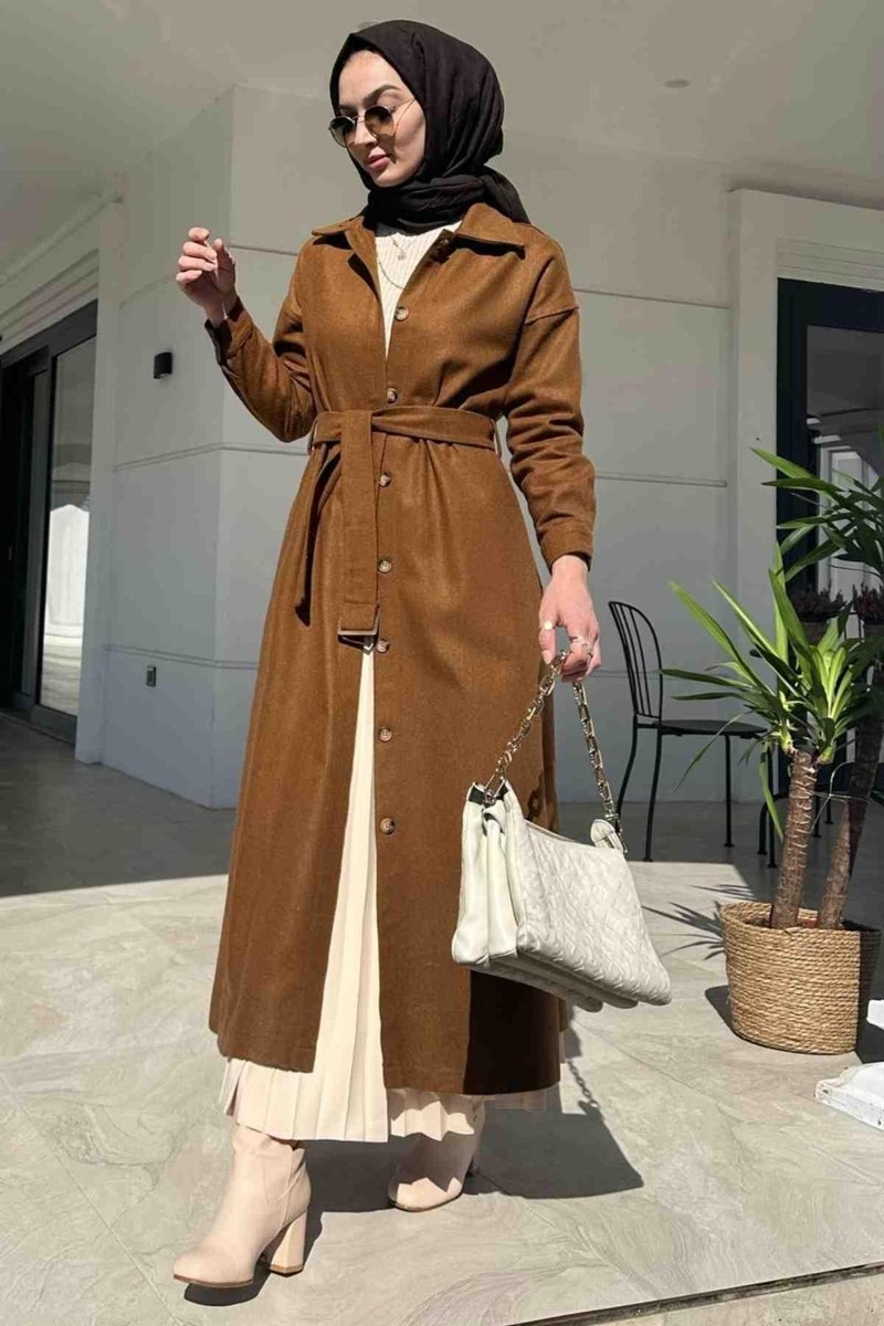 Rabia Şamlı Asmin Cashmere Coat Tan - Image 4