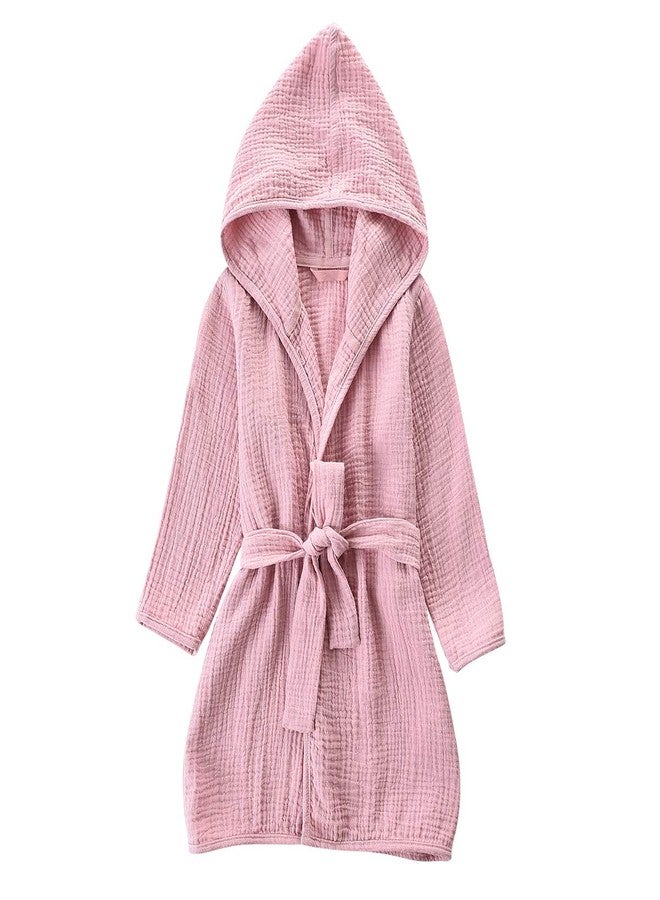 روب استحمام للأطفال الصغار من قماش الموسلين من تادو، غطاء للأطفال، روب قطني عضوي ناعم ومسامي للأطفال، منشفة بغطاء رأس للأولاد والبنات، مقاس 2-4 سنوات، روب وردي - Image 1