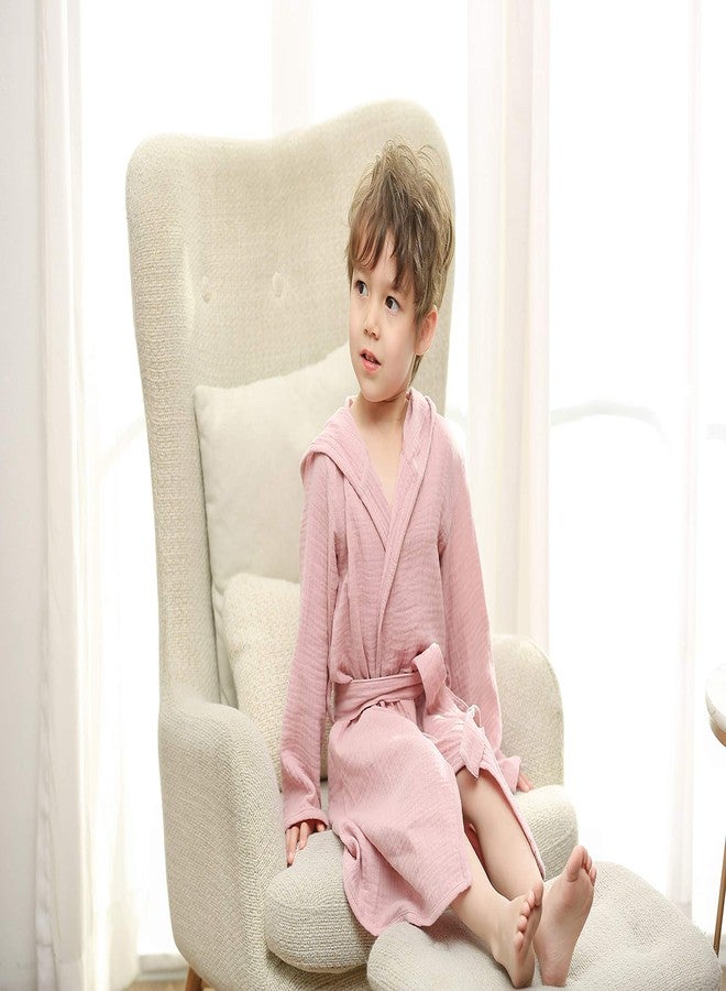 روب استحمام للأطفال الصغار من قماش الموسلين من تادو، غطاء للأطفال، روب قطني عضوي ناعم ومسامي للأطفال، منشفة بغطاء رأس للأولاد والبنات، مقاس 2-4 سنوات، روب وردي - Image 5