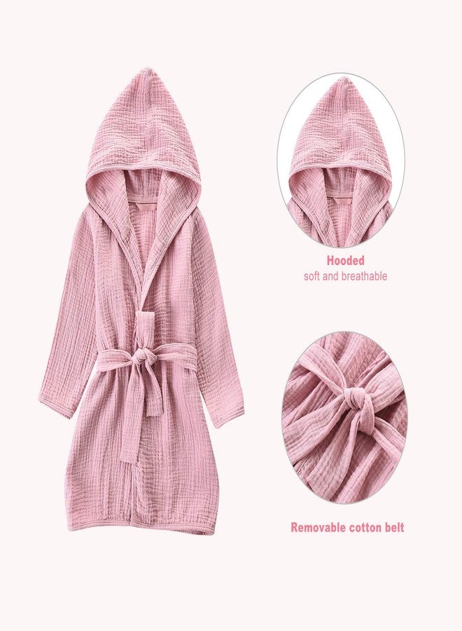 روب استحمام للأطفال الصغار من قماش الموسلين من تادو، غطاء للأطفال، روب قطني عضوي ناعم ومسامي للأطفال، منشفة بغطاء رأس للأولاد والبنات، مقاس 2-4 سنوات، روب وردي - Image 3