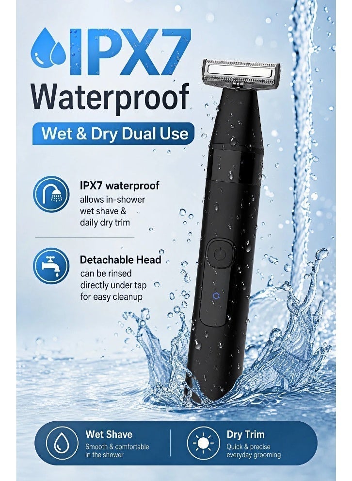 Hair Trimmer For Men, Beard Shaver with Dual Side Blade, Electric Hair Clipper with 6 Size Guide Combs for Facial Body Hair and Beard Styling, Low noise, IPX7 Waterproofing - Image 4