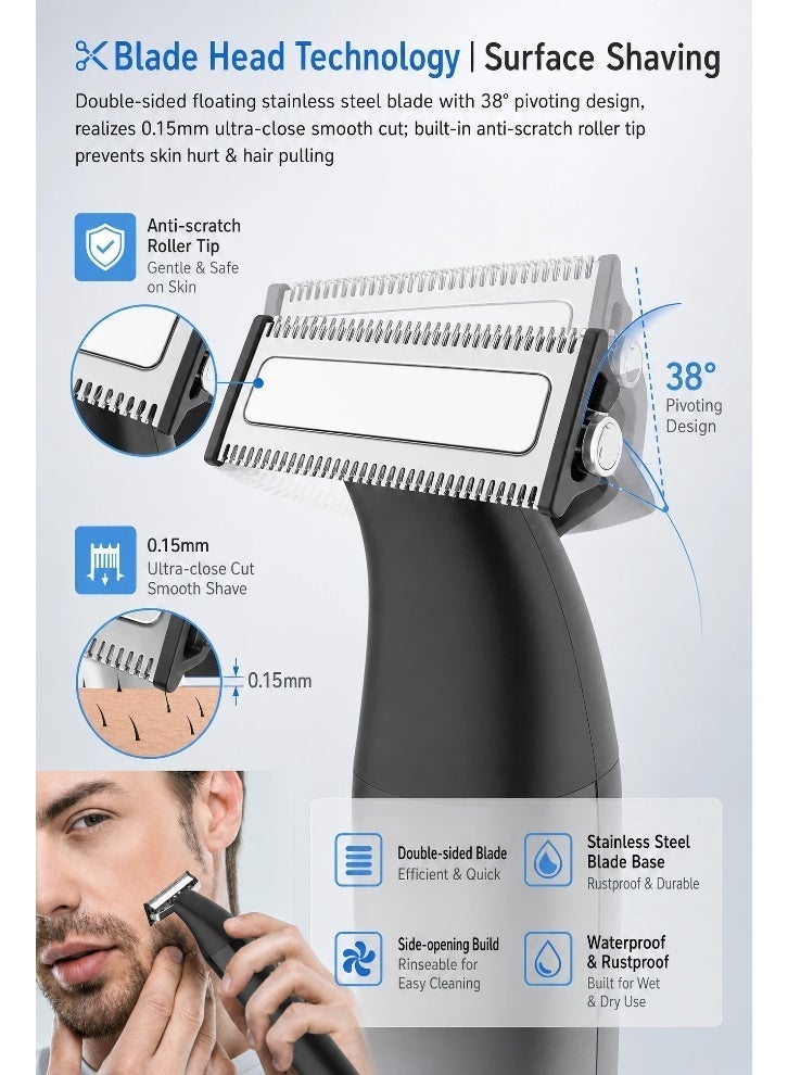 Hair Trimmer For Men, Beard Shaver with Dual Side Blade, Electric Hair Clipper with 6 Size Guide Combs for Facial Body Hair and Beard Styling, Low noise, IPX7 Waterproofing - Image 2