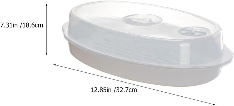 Microwave Fish Steamer Plate with Lid, Versatile Vegetable and Fish Steaming Dish, Fast Heat-conductive Covered Food Steamer for Healthy Kitchen Cooking - Image 4