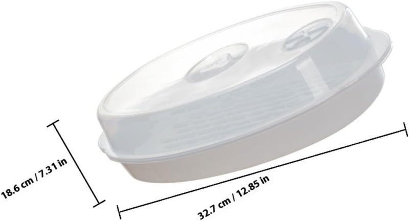 Microwave Fish Steamer Plate with Lid, Versatile Vegetable and Fish Steaming Dish, Fast Heat-conductive Covered Food Steamer for Healthy Kitchen Cooking - Image 2