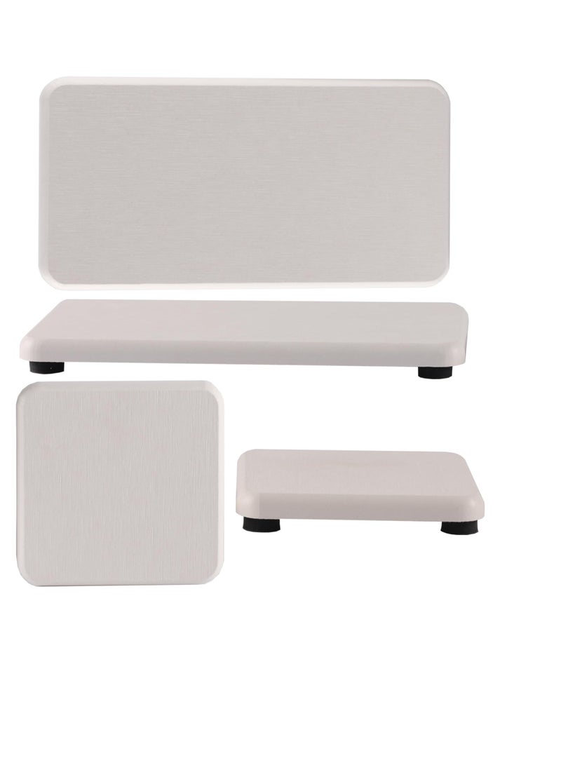 Excefore صينية دياتوميت ماصة للماء، مجموعة من 4 صواني حوض الحمام، صينية مطبخ من تراب الدياتوميت، حامل صابون يدوي، حجر ماص للماء يستخدم للنباتات ومستحضرات التجميل في المنزل العصري، أبيض - Image 1