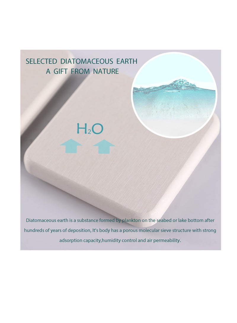 Excefore صينية دياتوميت ماصة للماء، مجموعة من 4 صواني حوض الحمام، صينية مطبخ من تراب الدياتوميت، حامل صابون يدوي، حجر ماص للماء يستخدم للنباتات ومستحضرات التجميل في المنزل العصري، أبيض - Image 5