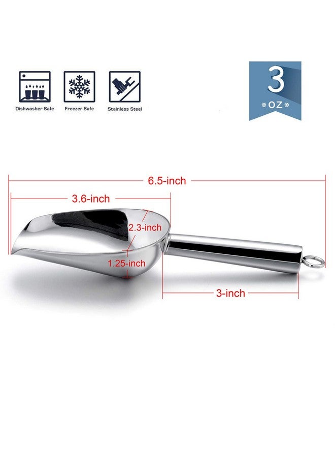 E-far E-far Mini Scoop, 3 Ounce Stainless Steel Kitchen Utility Scoops, Ideal for Candy/Ice Cube/Flour/Sugar/Coffee Bean/Protein Powder, Food Grade & Anti Rust, Easy Clean & Dishwasher Safe (4 Pack)  - Image 2