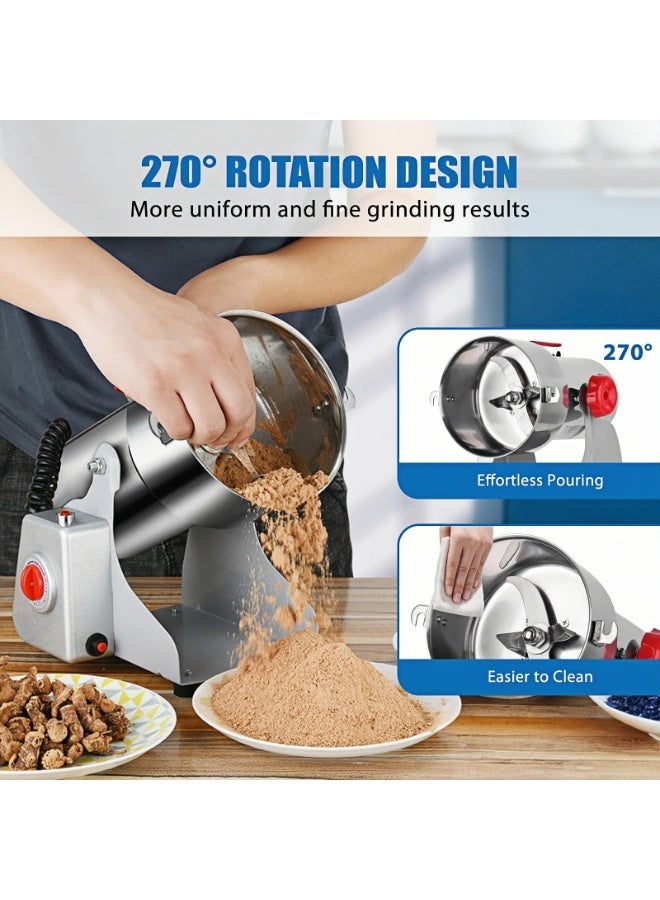ET-LIFE Electric Grain Mill Grinder, 800g Stainless Steel Herb Mill, 1400W High Speed Commercial Grinder Machine, Superfine Mill Speedy Grinding for Dry Grains Cereals Coffee Corn Pepper - Image 2