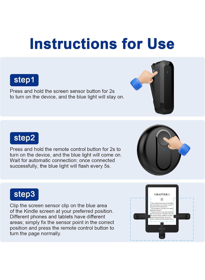 موثوقية التنبؤ حلقة تحكم عن بعد لقلب الصفحات لجهاز Paperwhite، وحدة تحكم قارئ الكتب الإلكترونية Oasis Bluetooth، حلقة تقليب صفحات الكتب الإلكترونية TikTok، مصراع الكاميرا (أسود) - Image 5
