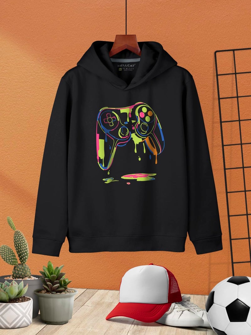HELLCAT Trendy Printed Cotton Blend Hoodie Sweatshirt for Boys - Pack of 2_White1/Black_11-12 Years - Image 3