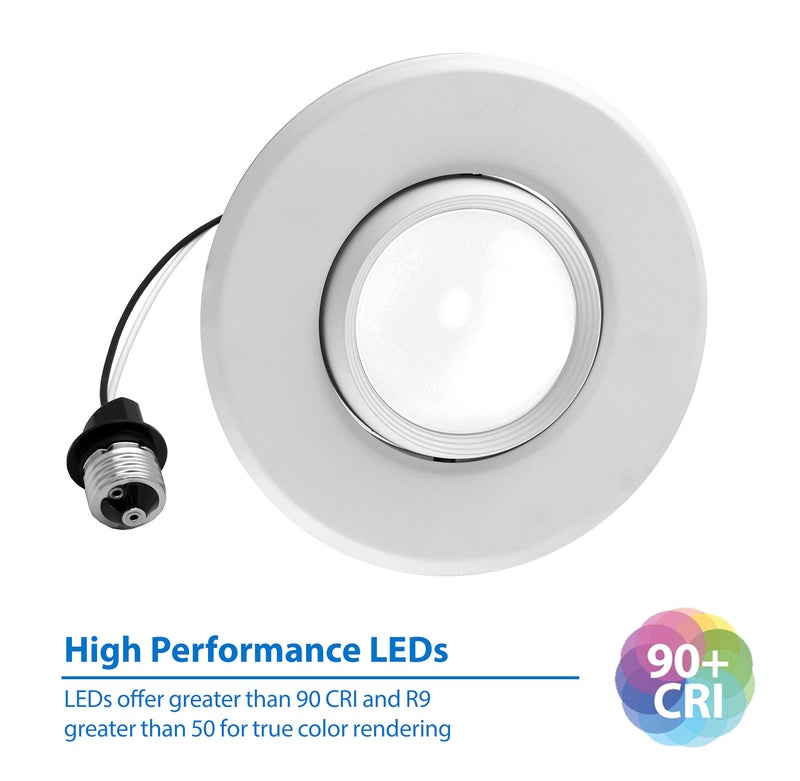 NICOR Lighting DEB56-20-120-4K-WH LED Eyeball Retrofit Downlight Kit for 5 and 6 in. Housings in 4000K, White - Image 4