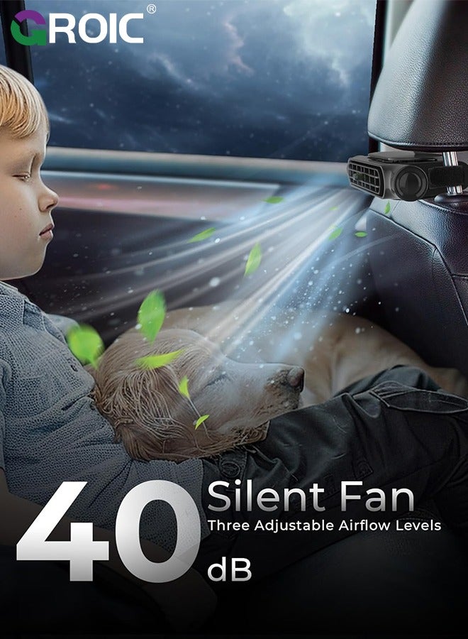 GROIC Car Fan, Car Seat Fans Blow Cold Air Backseat Car Fans Portable Car Fans for Back Seat for Kids for Cars, 3 Wind Speed Adjustable Strong Wind Electric Auto Fans Car Seat Clip Fan for SUV, RV, Vehicles - Image 3