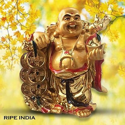 RIPE INDIA® Feng Shui Laughing Buddha with Ingot & Coin Chain - Image 4