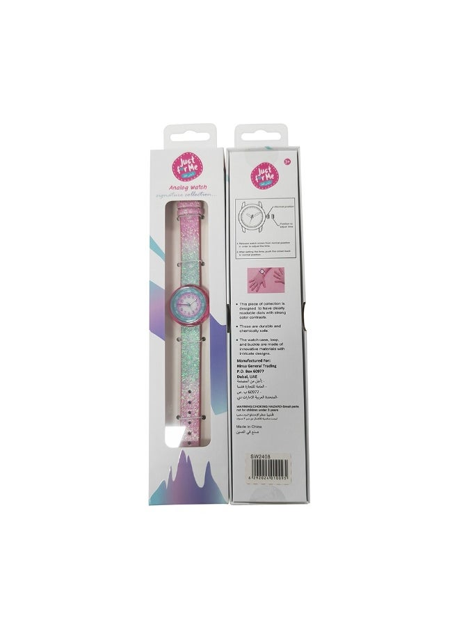 Just for Me Just For Me Double Shade Glitter Analog Watch with Fabric Strap 