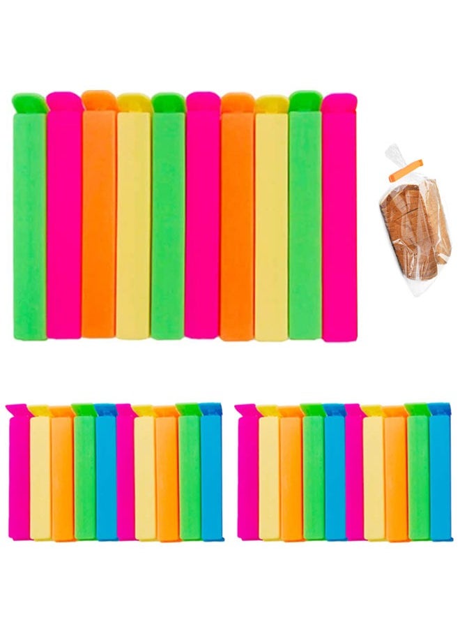 HAWAWA 30pcs Plastic Sealing Clips for Food and Snack Bag Colorful Food Fresh Keeping Clips Reusable Chips Bread Bag Clamp Sealer for Kitchen Food Storage and Organization (6.4cm, 10.8cm)  - Image 1