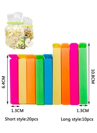 30pcs Plastic Sealing Clips for Food and Snack Bag Colorful Food Fresh Keeping Clips Reusable Chips Bread Bag Clamp Sealer for Kitchen Food Storage and Organization (6.4cm, 10.8cm) - view 2