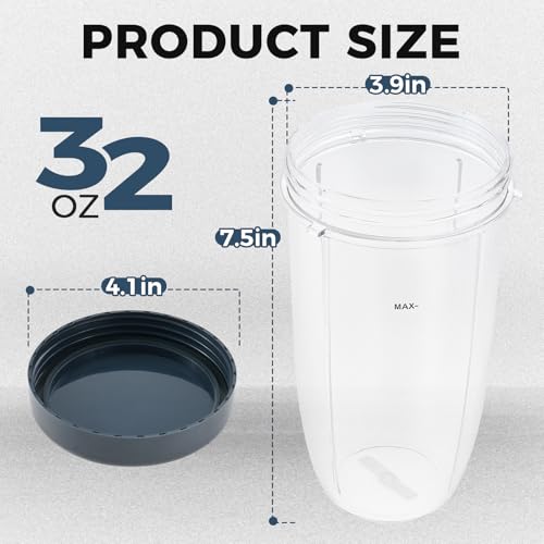 DRELD 2 Pack Blender 32OZ Cup with Lid, Compatible with Nutribullet 600W 900W Blender Juicer Accessory - Image 2