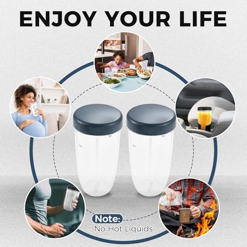 DRELD 2 Pack Blender 32OZ Cup with Lid, Compatible with Nutribullet 600W 900W Blender Juicer Accessory - Image 5