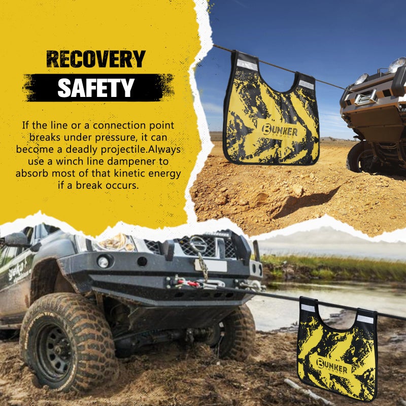 BUNKER INDUST BUNKER INDUST Winch Damper Bag, Winch Cable Line Damper for Safety Recovery Off-Road Winch Rope Damper Blanket with Pocket and Reflective Strips - Image 2