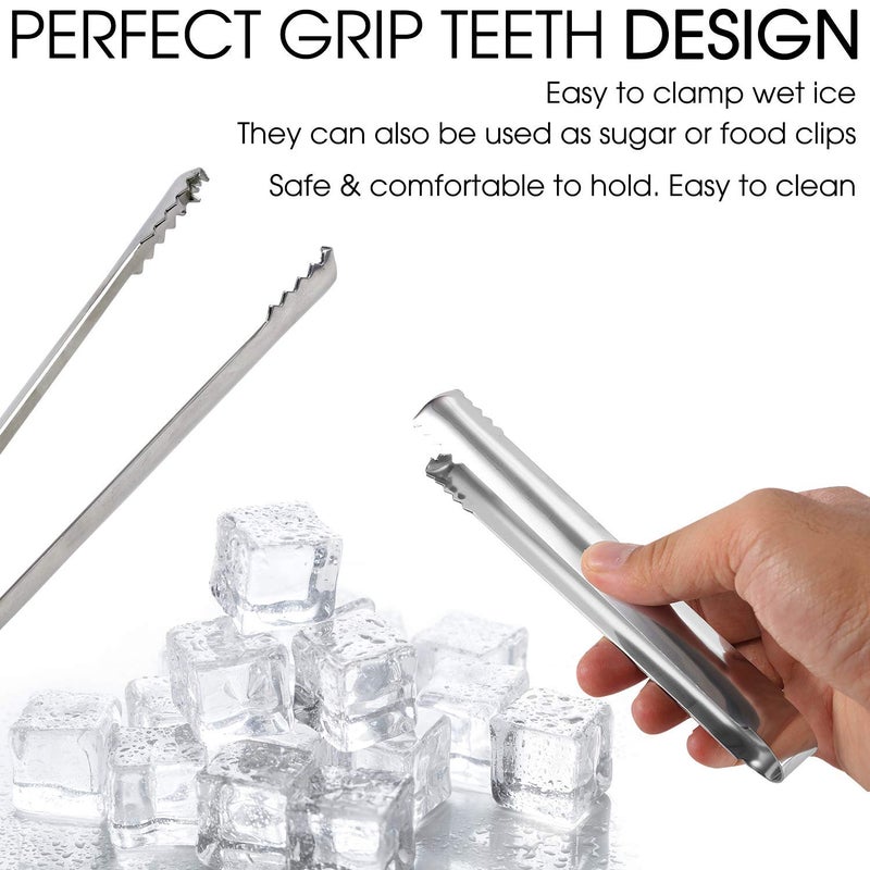 DUGATO Ice tongs, 2pcs Small Tongs 6.3 inch Stainless Steel with Sharp Teeth Make Grabbing Ice Easy, for Ice Bucket Ice Sugar Cubes Coffee Bar Food Serving - Image 4