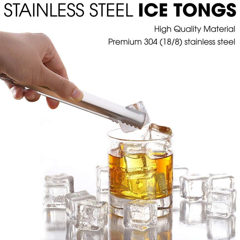 DUGATO Ice tongs, 2pcs Small Tongs 6.3 inch Stainless Steel with Sharp Teeth Make Grabbing Ice Easy, for Ice Bucket Ice Sugar Cubes Coffee Bar Food Serving - Image 3