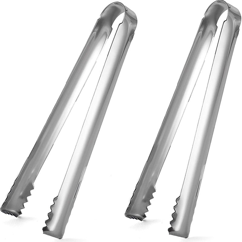 DUGATO Ice tongs, 2pcs Small Tongs 6.3 inch Stainless Steel with Sharp Teeth Make Grabbing Ice Easy, for Ice Bucket Ice Sugar Cubes Coffee Bar Food Serving - Image 1