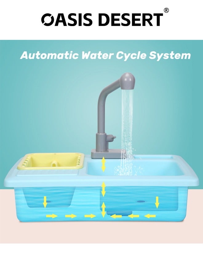 صحراء الواحة ألعاب حوض المطبخ التعليمية المبكرة محاكاة غسالة الصحون دورة المياه الأوتوماتيكية وظيفة تصريف المياه الكهربائية ألعاب غسالة الصحون للأطفال - Image 3