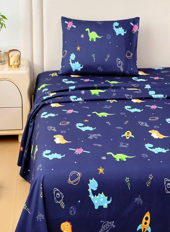 MICORAL Kids Twin Sheet Set Dinosaur, 3 Pieces Sheets for Boys & Girls, Soft Printed Microfiber Bed Sheets, Deep Pocket Cozy Toddler Bedding Set - Image 1