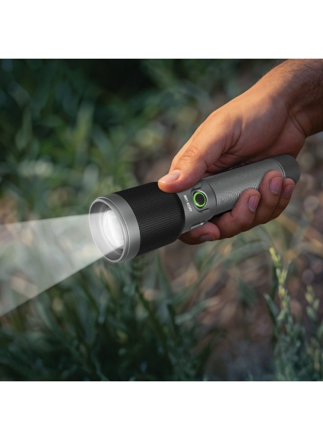 جرين ليون مصباح يدوي محمول LED Ranger بقوة 1100 لومن/مصباح يدوي قابل لإعادة الشحن للتخييم بقوة 3000 مللي أمبير في الساعة / مدة تشغيل 7 ساعات - رمادي - Image 3