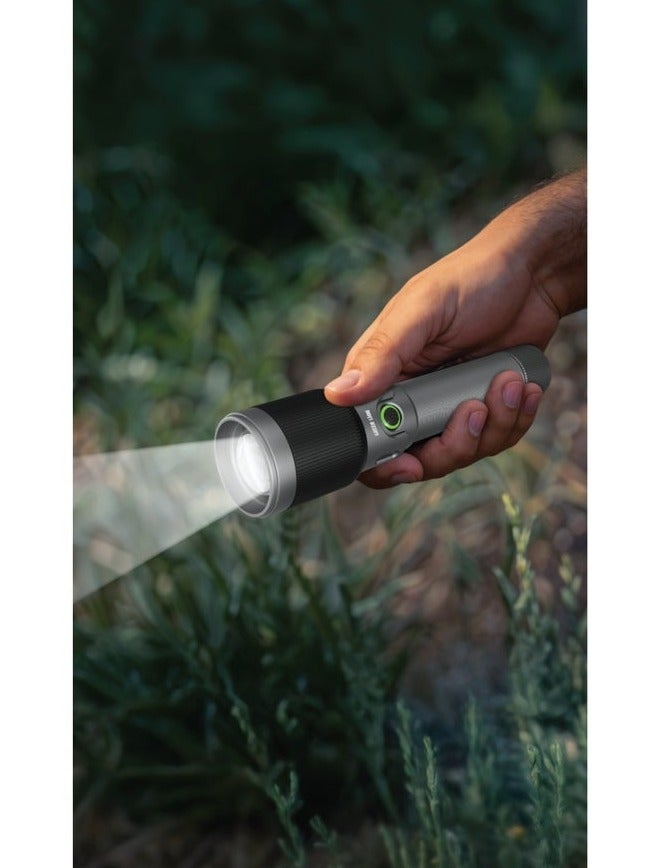 جرين ليون مصباح يدوي محمول LED Ranger بقوة 1100 لومن/مصباح يدوي قابل لإعادة الشحن للتخييم بقوة 3000 مللي أمبير في الساعة / مدة تشغيل 7 ساعات - رمادي - Image 4