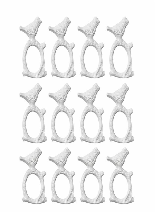 ITOS365 Bird Napkin Rings Set of 12, White Marble Look Aluminum Napkin Ring Holders for Cloth Napkins, Decorative Table Setting Rings for Wedding, Dinner Party, Thanksgiving & Christmas - Image 1