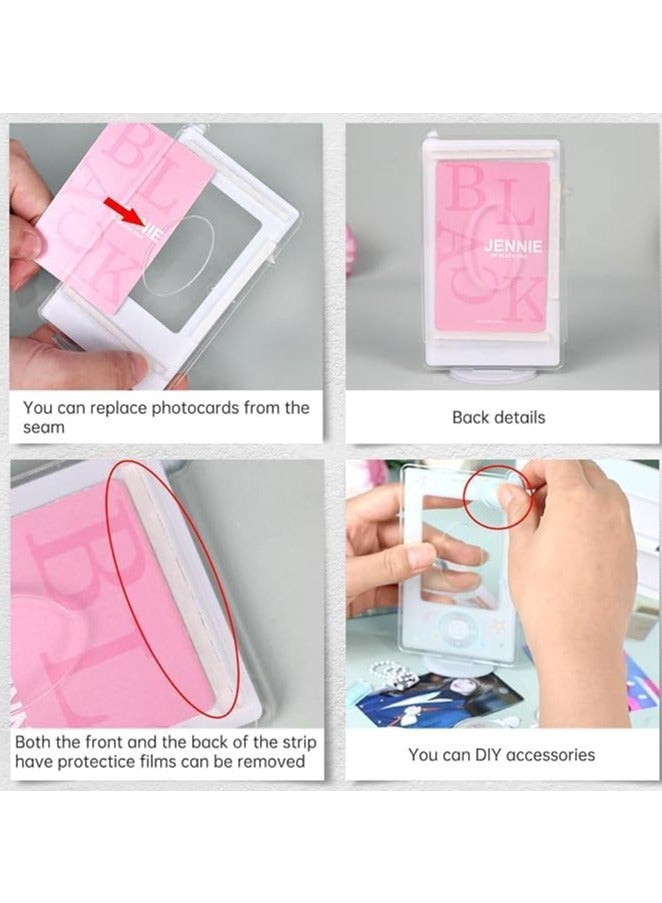 SYOSI Acrylic Kpop Photocard Holder 2 Packs 3 Inch Acrylic Kpop Photocard Holder with Decorative Accessories Kpop Photocard Display Frame Kpop Photocard Stand Kpop Photocard Organizer for Tabletop Decor - Image 5