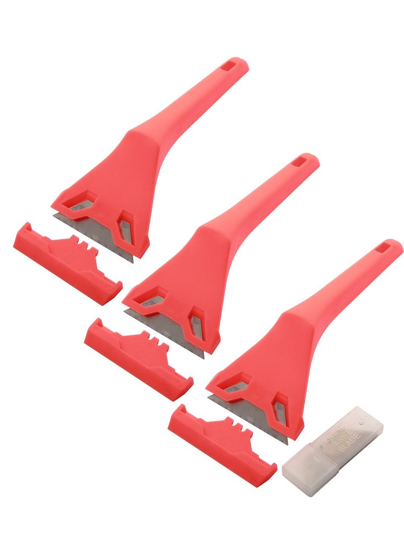 LAWAZIM Plastic Handle Paint Scraper-3 Piece- Putty Knives Window Glass Window cleaning Squeegee Razor blade Scraper Hard Water Stain Soap Scum Sticker Decal Removal on Shower door Bathroom Car Window  - Image 1