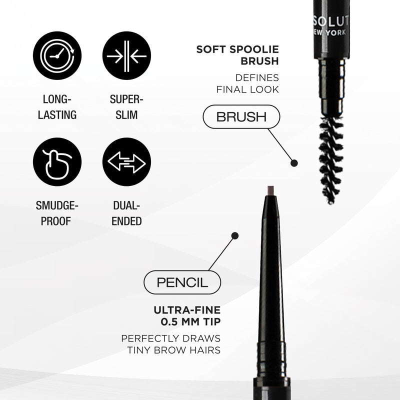 Absolute New York Super Slim Brow Pencil, Fine Point, Dual Ended, Fade Resistant and Long Lasting (Espresso) - Image 2
