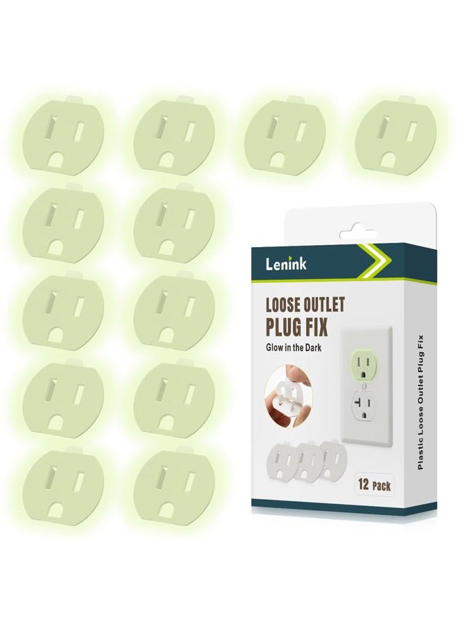 Lenink Loose Outlet Plug Fix, Glow in Dark, 12 Pack Plastic Snug Socket Secured, Outlet Tightener Insert, with Back Adhesive - Image 1