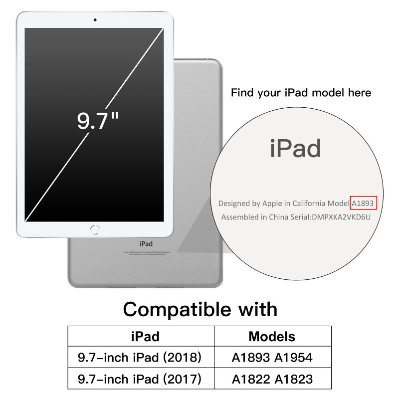 JETech Case for iPad (9.7-Inch, 2018/2017 Model, 6th/5th Generation), Smart Cover Auto Wake/Sleep (Black) - Image 2