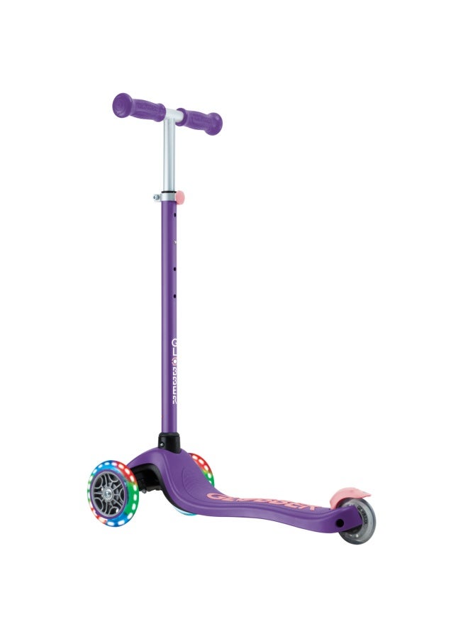 GLOBBER سكوتر جلوبر بريمو القابل للطي بلس مع أضواء 3 عجلات باللون الأرجواني الداكن - Image 3