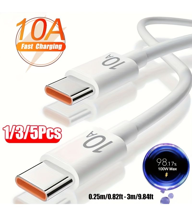 1m 100W 10A Type C Super Fast Charging Data Cable for Phone - Image 2
