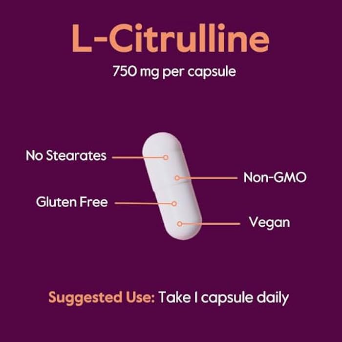BESTVITE L-Citrulline 750mg per Capsule (120 Vegetarian Capsules) - No Stearates - No Silica - No Fillers - Non GMO - Gluten Free - Vegan - Image 5