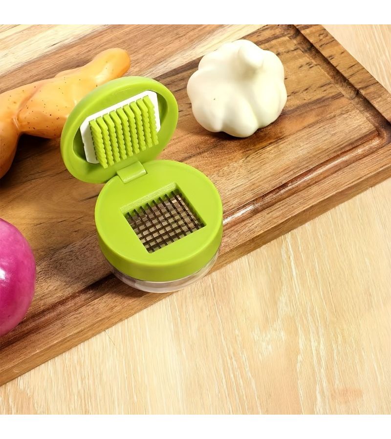 Green Heavy Duty Garlic Press And Chopper With Cutting Board Dishwasher Safe Kitchen Essential - Image 2